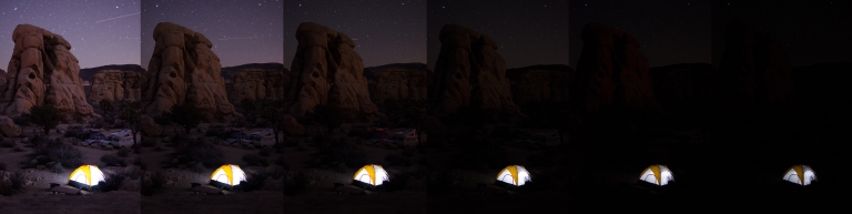 Night Photo Exposures Comparisons